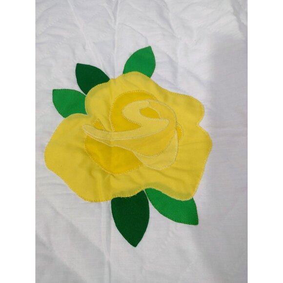 Vintage Floral Quilted Ruffle Pillow Sham Cottagcore Rose Handmade READ - Picture 2 of 7